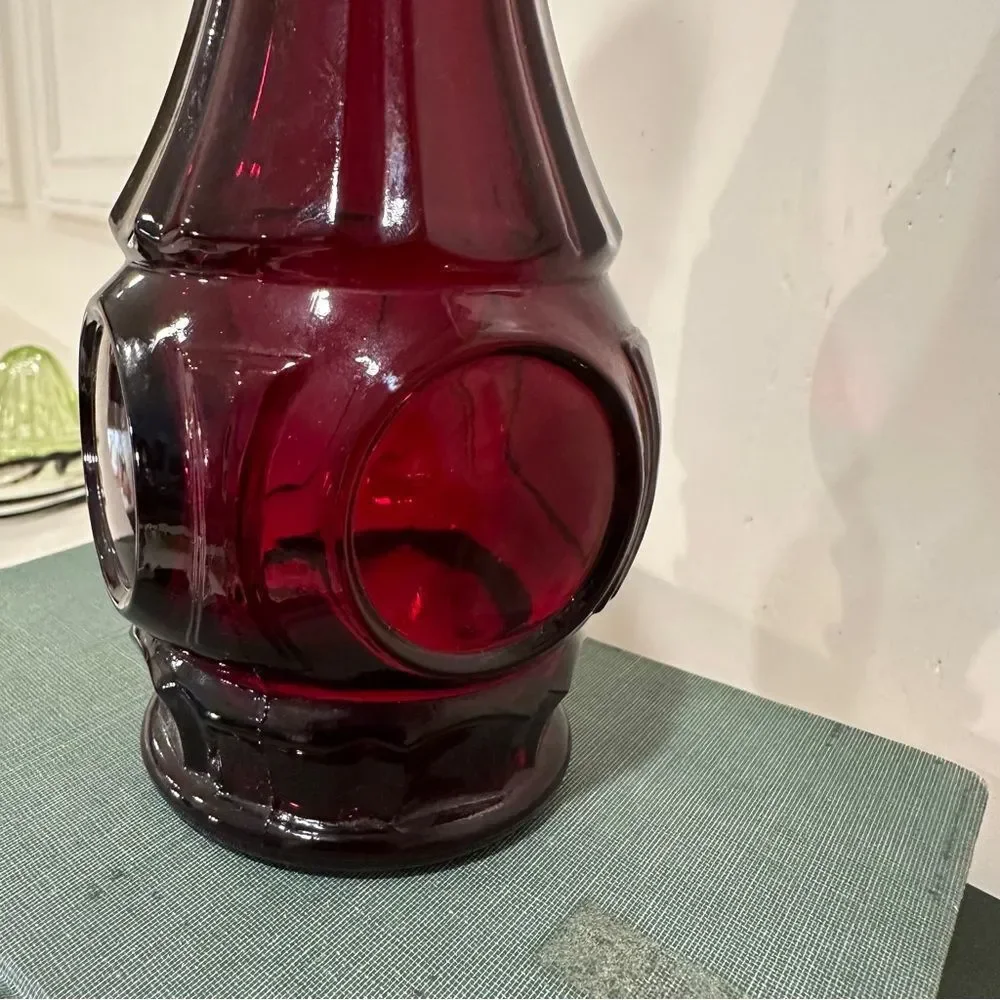 Vintage Wheaton Depression glass ruby red 9” bud vase heavy tapered mid century